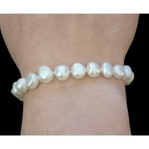 JCM 14k Solid Gold 8mm Baroque Pearl Natural 7.5" Long Bracelet